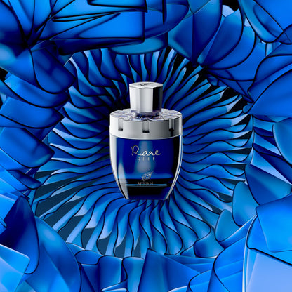 Afnan Rare Reef unisex premium fragrance 100ml spray bottle from an elegant side angle