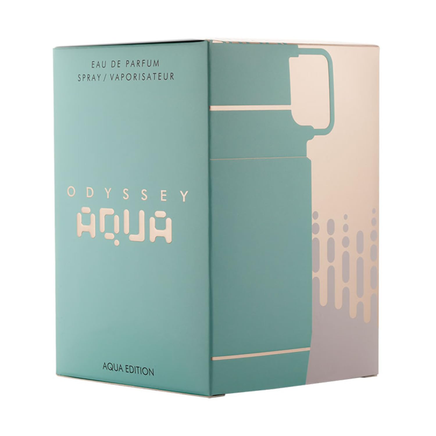 Armaf Odyssey Aqua Eau De Parfum 100ml spray packaging displaying key ingredients.