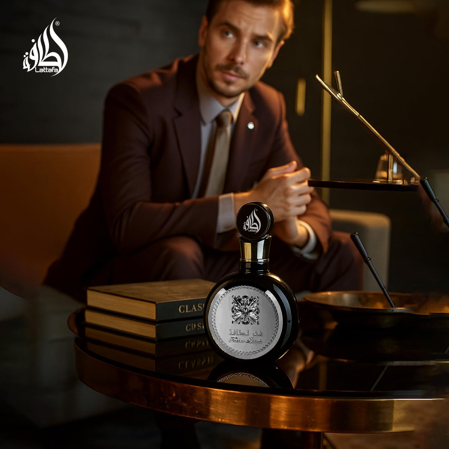 Lattafa Fakhar Black for Men Arabic perfume atomiser cap and detailing