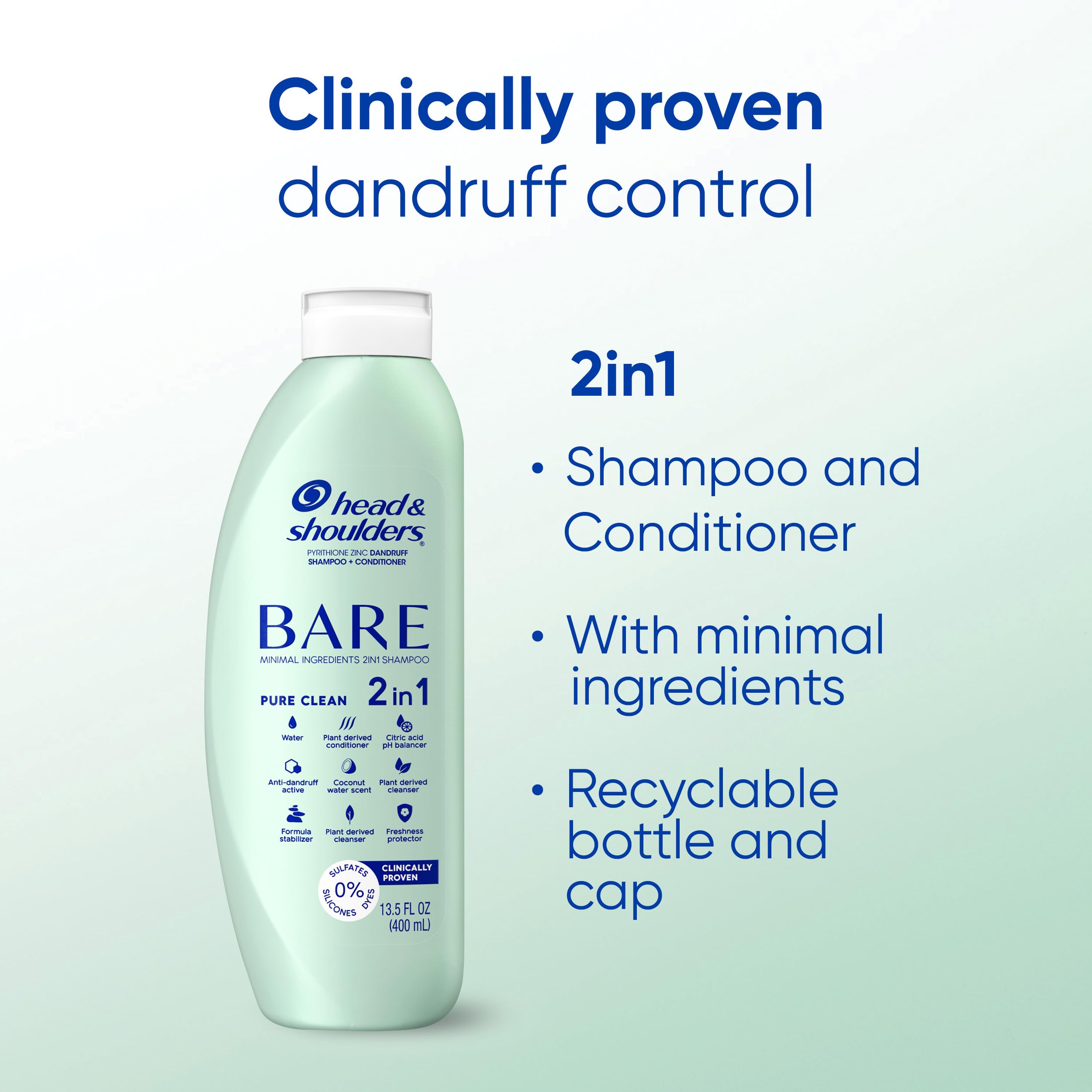 Head and Shoulders Bare anti-dandruff shampoo ingredient list close up