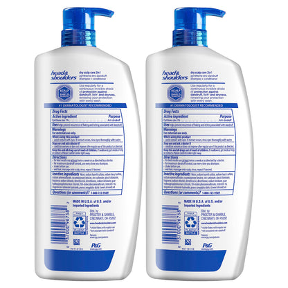 Close up of Head & Shoulders 2-in-1 shampoo with almond oil label