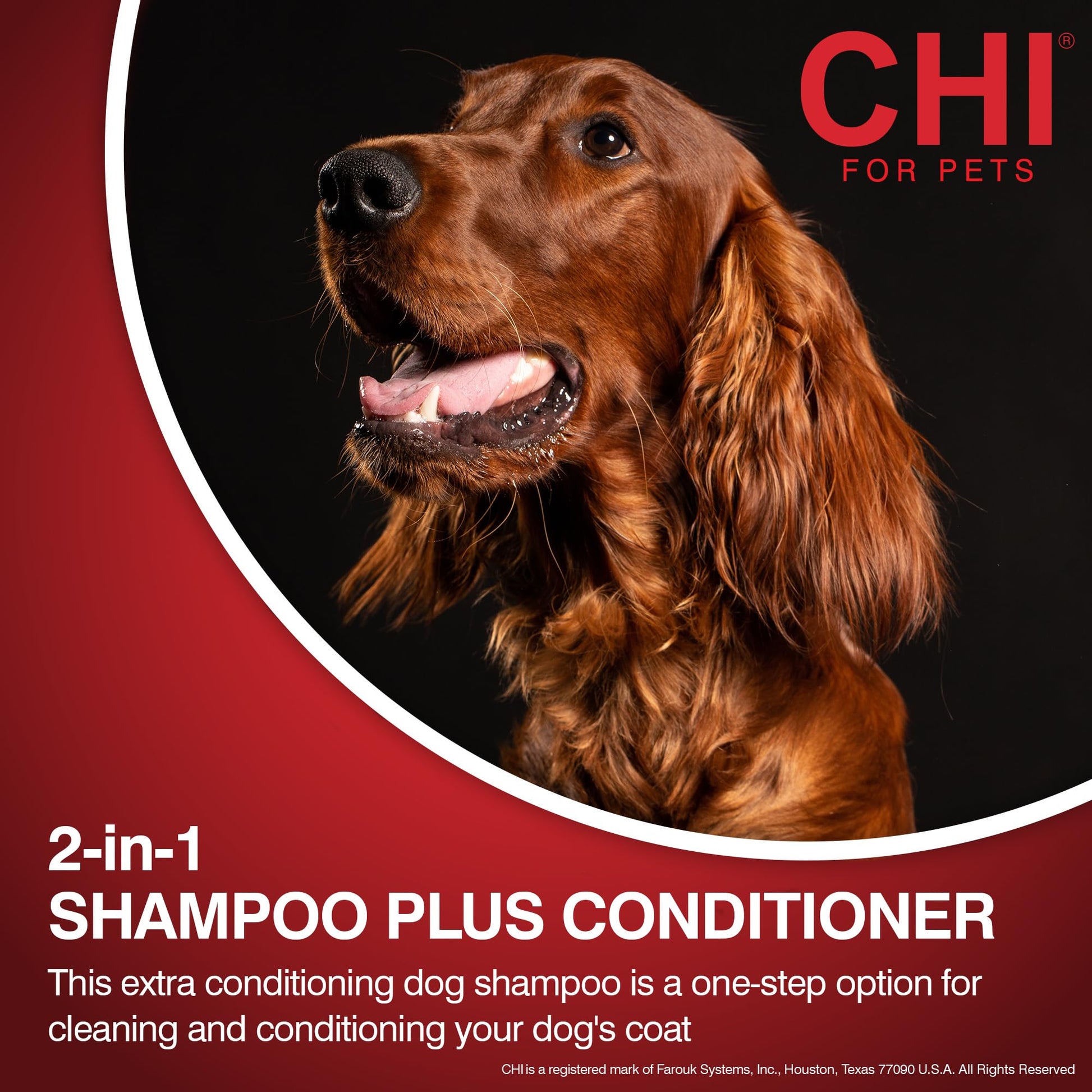 Back label of CHI for Dogs 16 fluid ounce shampoo