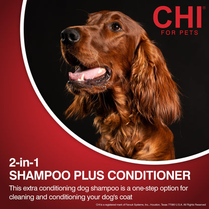 Back label of CHI for Dogs 16 fluid ounce shampoo