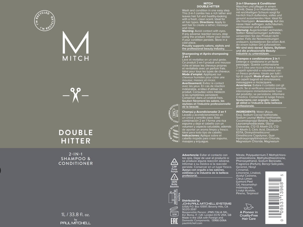 Paul Mitchell Mitch Double Hitter 2-In-1 Shampoo And Conditioner full packaging shot