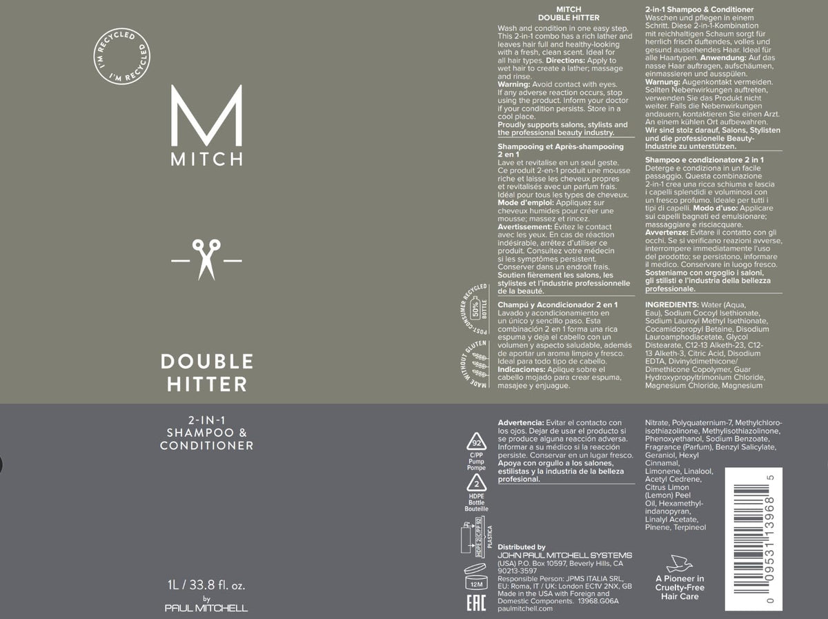 Paul Mitchell Mitch Double Hitter 2-In-1 Shampoo And Conditioner full packaging shot