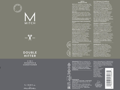 Side view of Paul Mitchell Mitch Double Hitter premium daily grooming wash for all hair types