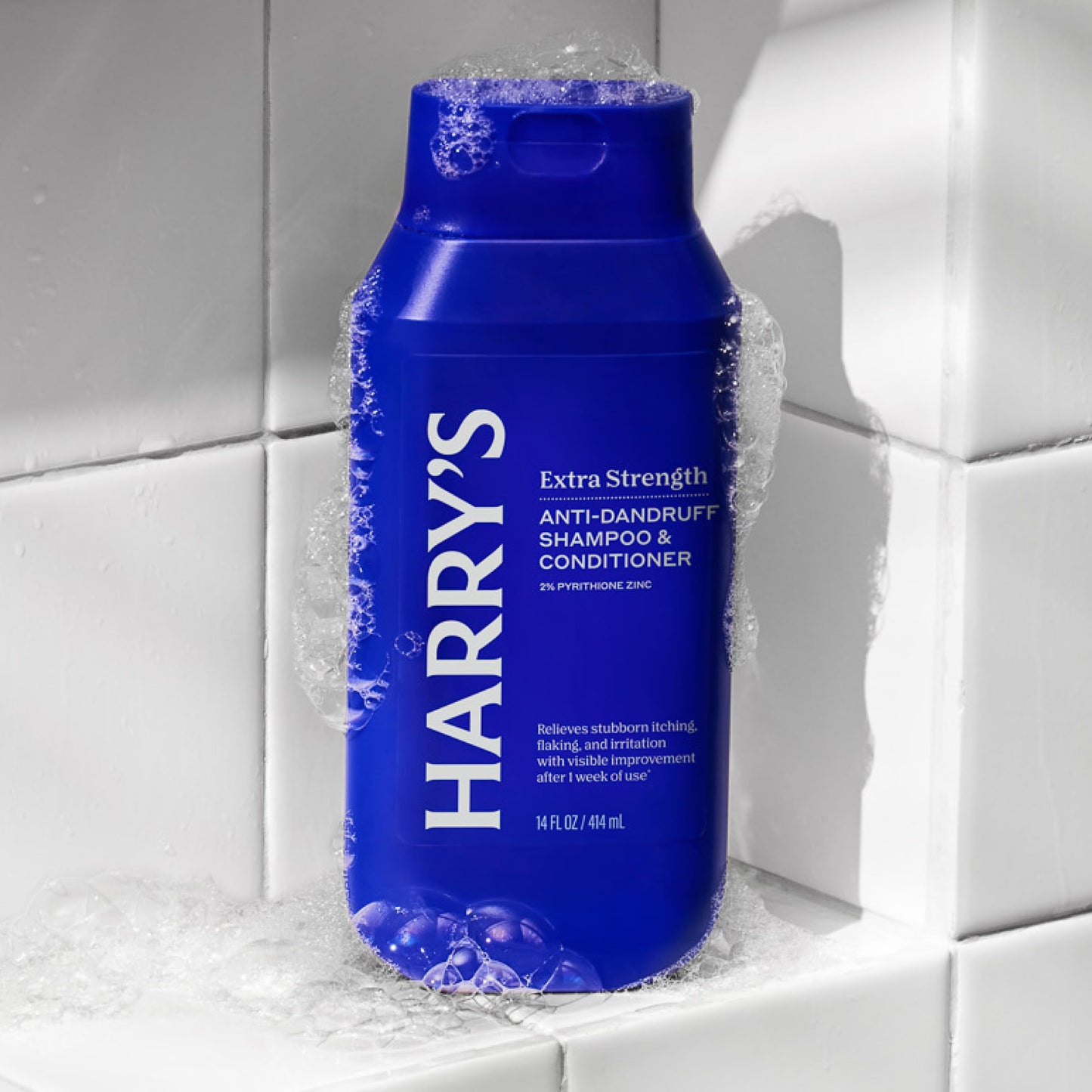 Harry's hair care product label showing pyrithione zinc ingredients