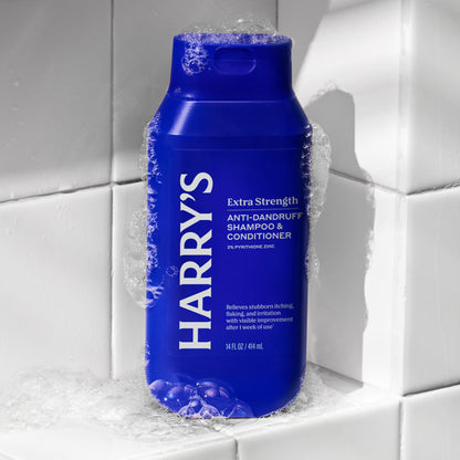 Harry's hair care product label showing pyrithione zinc ingredients