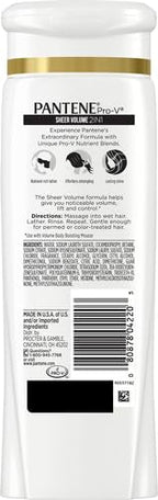 Pantene Sheer Volume hair care product back label details