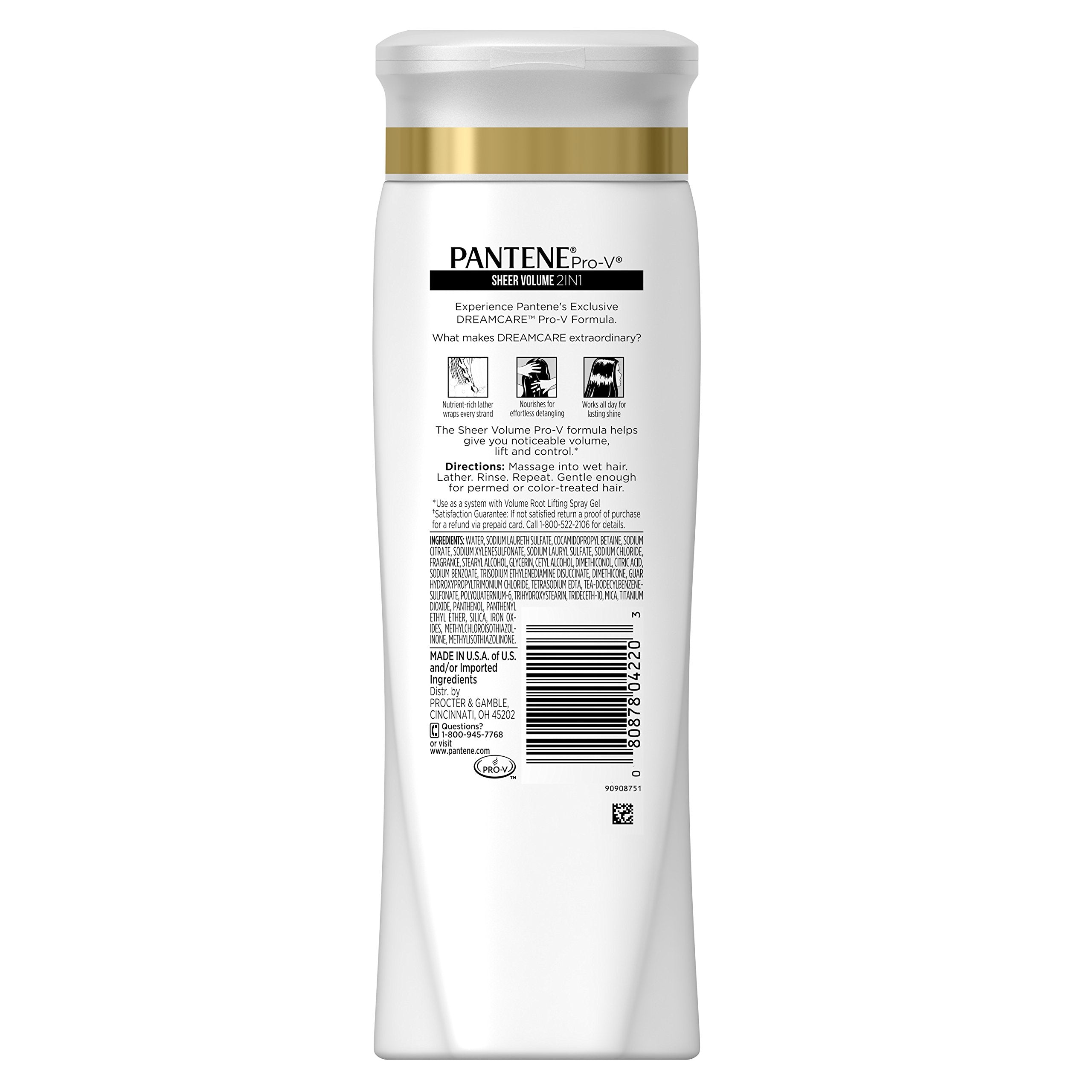 Authentic Pantene Pro-V fine hair solutions sheer volume bottle angled view