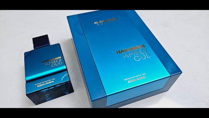 Al Haramain Amber Oud Aqua Dubai luxury fragrance collection presentation