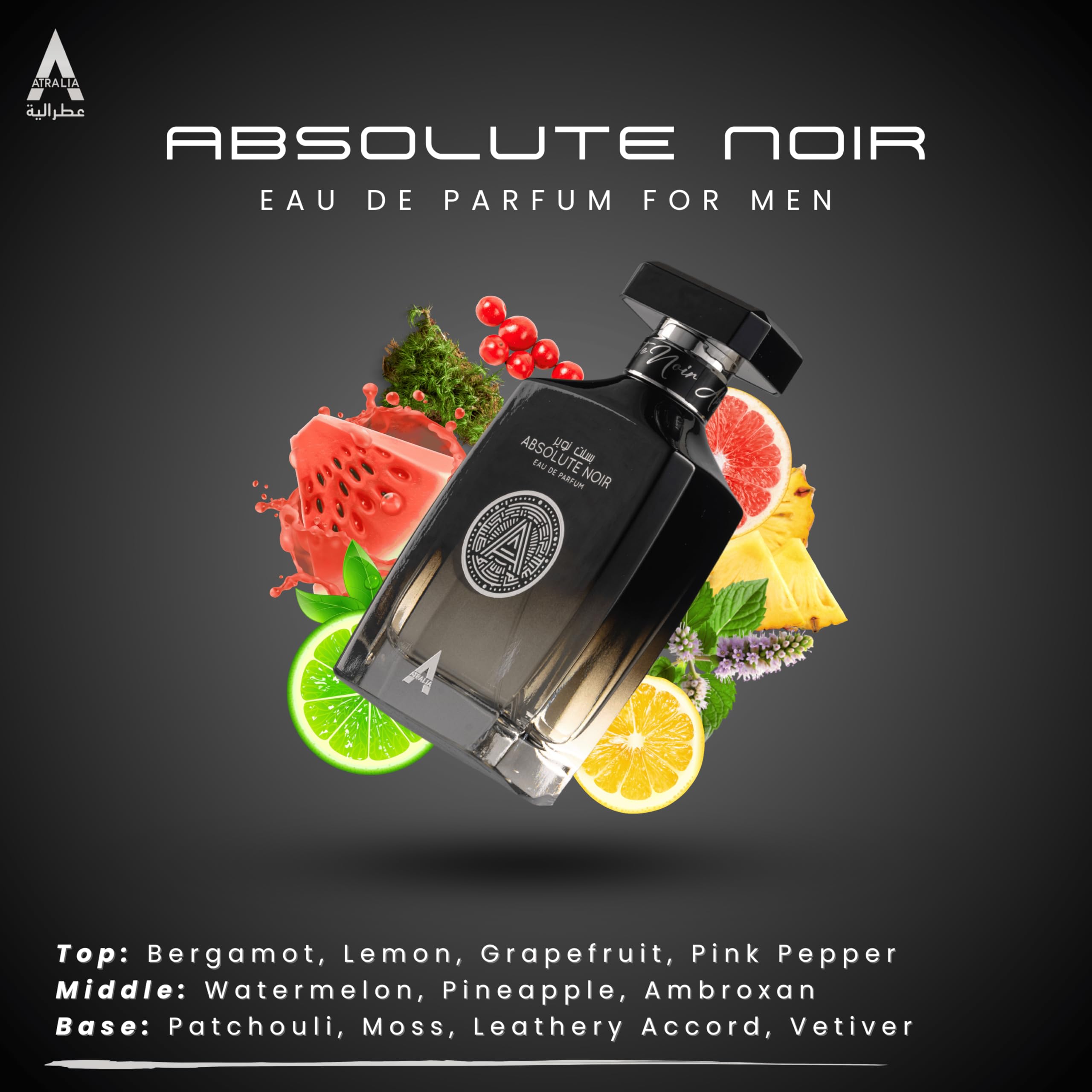 Atralia Absolute Noir luxury packaging box displaying the official brand labeling.