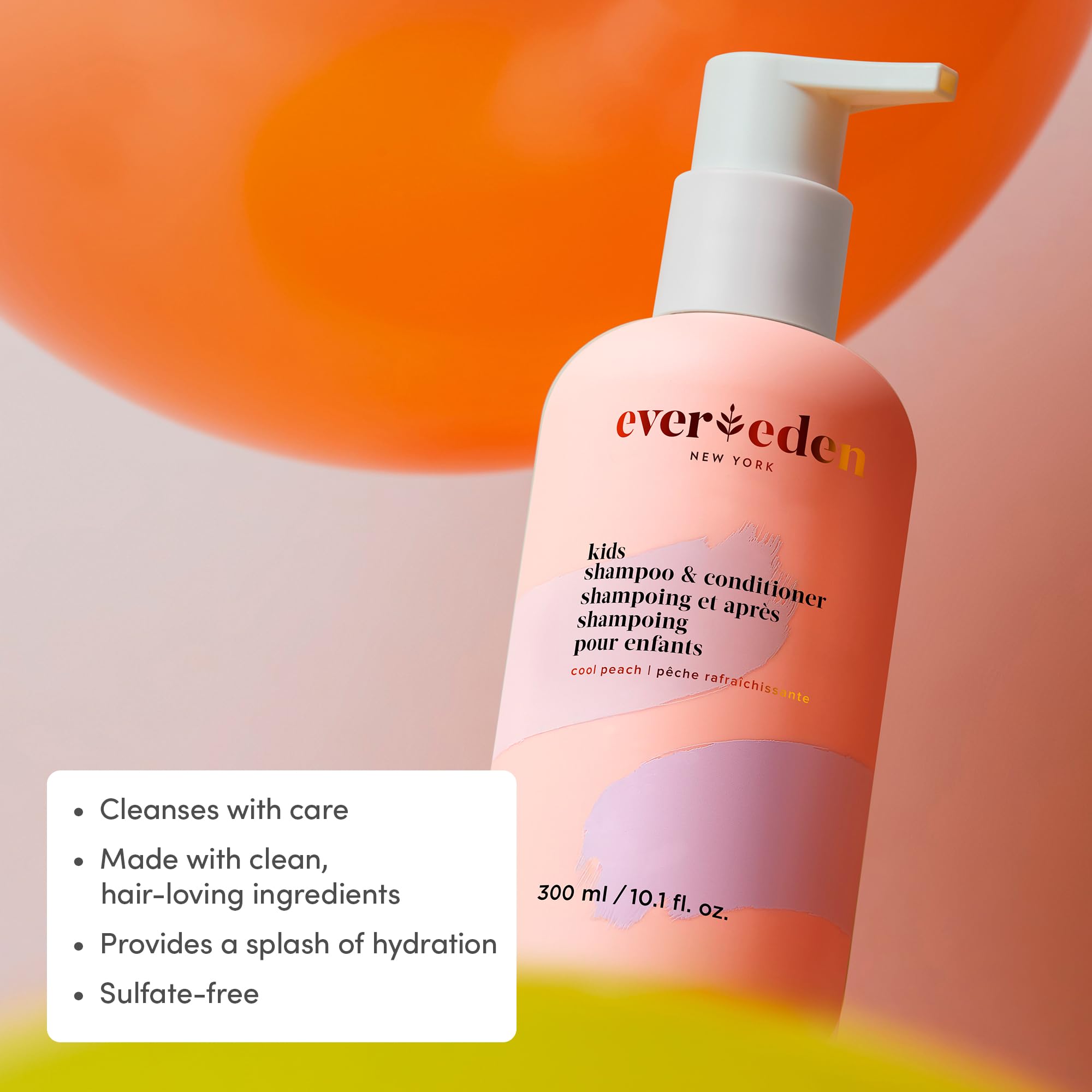 Evereden Kids shampoo and conditioner pump bottle packaging