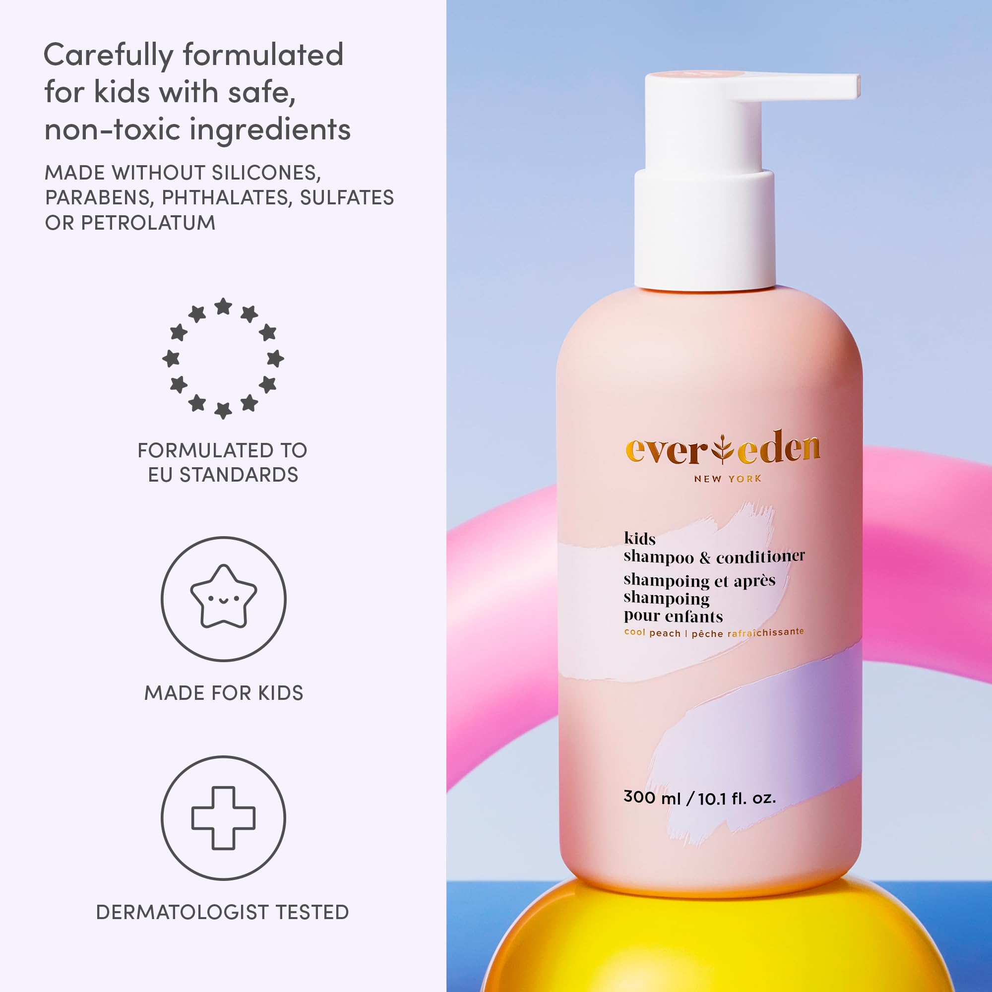 Evereden Kids Cool Peach shampoo ingredients label