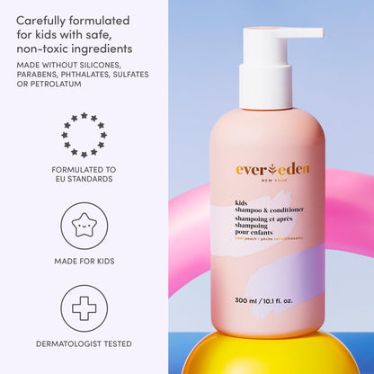 Evereden Kids Cool Peach shampoo ingredients label