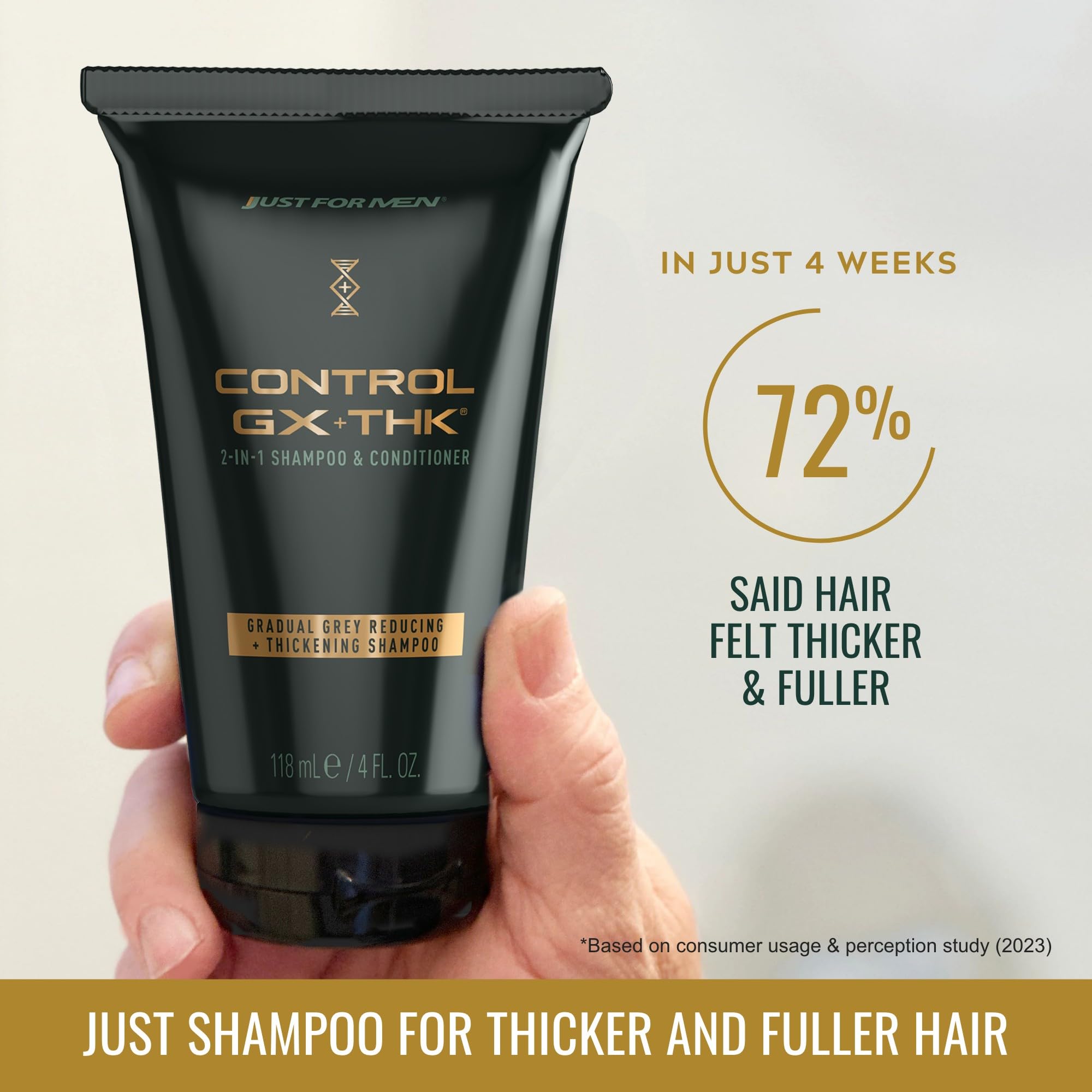 Just For Men Control GX Plus THK shampoo label detail.