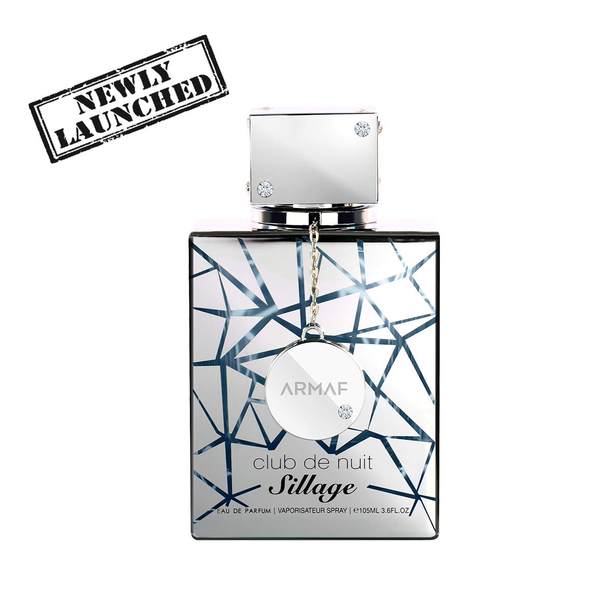Side angle view of the elegant Armaf Club De Nuit Sillage unisex perfume spray bottle detailing its signature cap