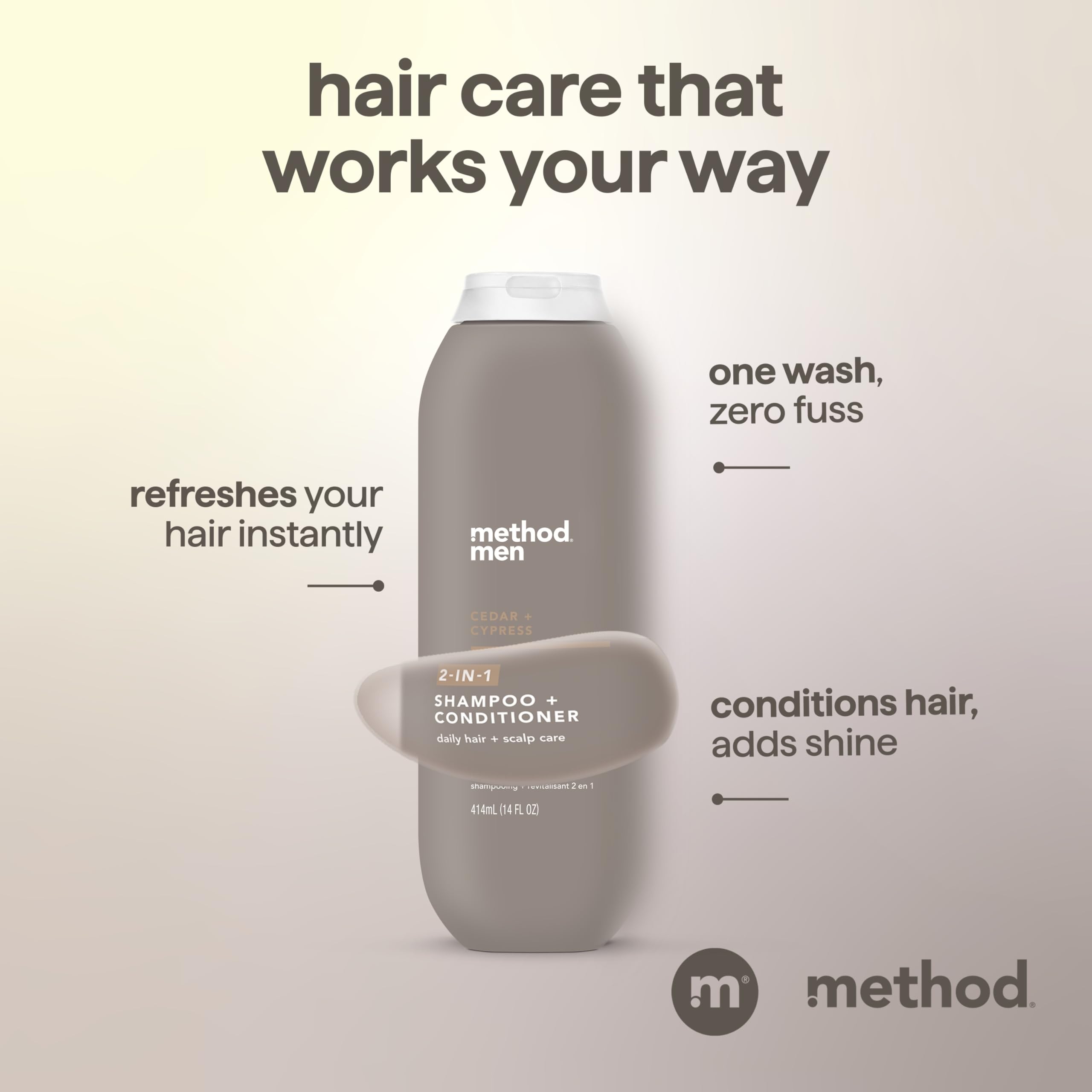 Method Men 2-in-1 shampoo and conditioner texture and application