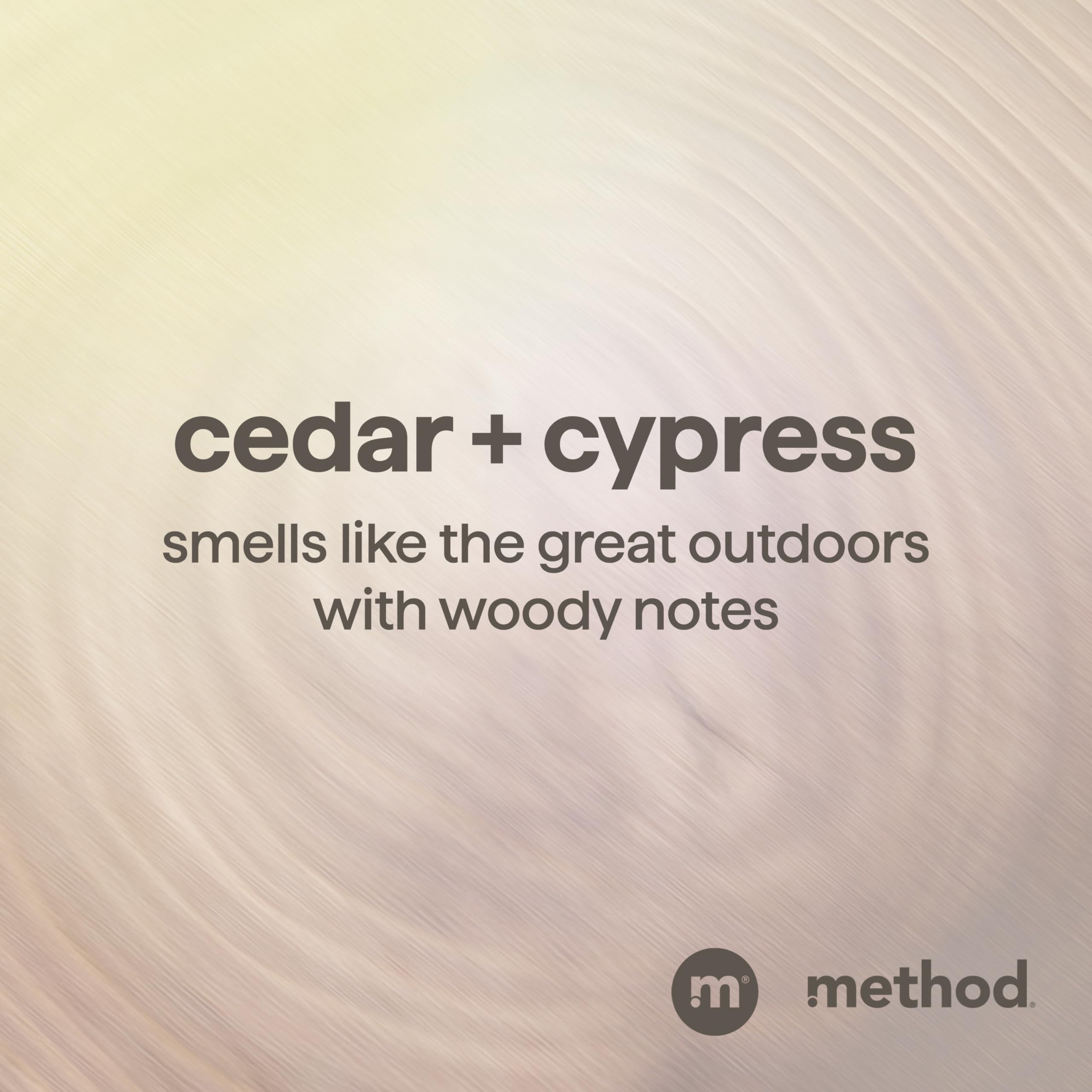 Close up of Method Men Cedar and Cypress branding on bottle