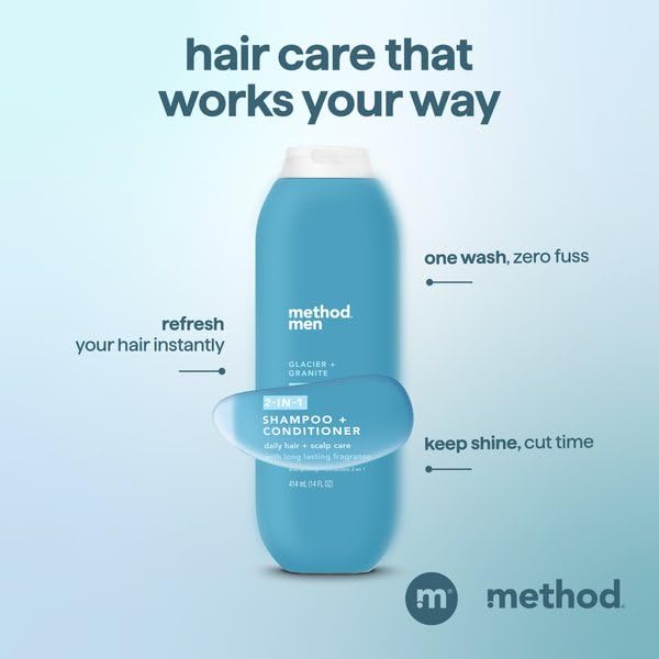 Authentic Method Men 2-in-1 shampoo and conditioner 14 fluid ounce size