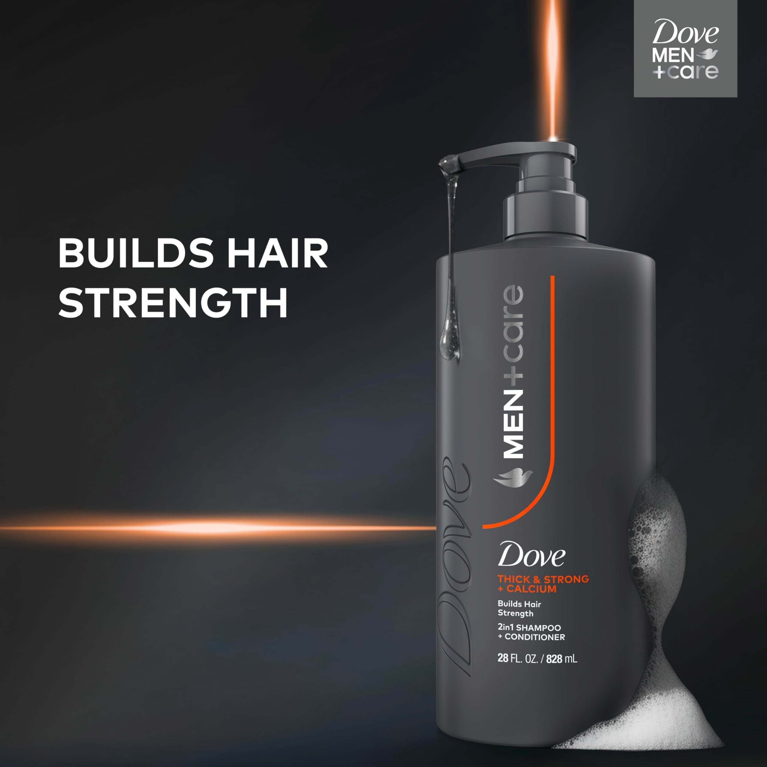 Back of Dove Men Plus Care shampoo bottle showing ingredients