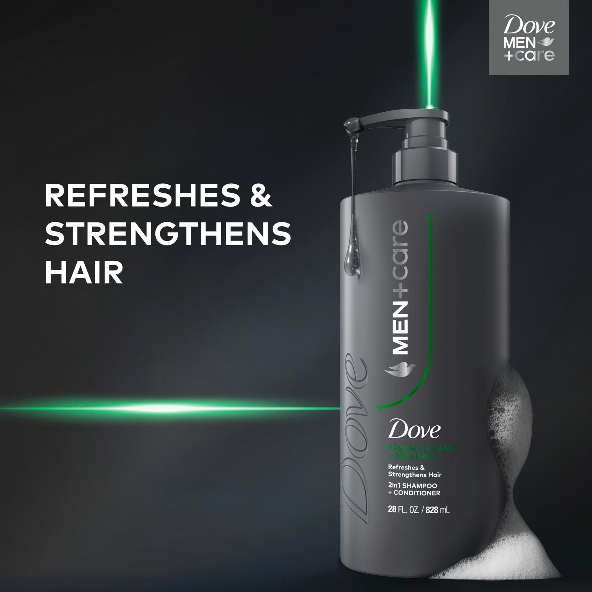 Back label of Dove Men Plus Care 2-in-1 hair product