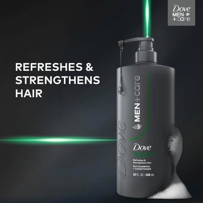 Back label of Dove Men Plus Care 2-in-1 hair product