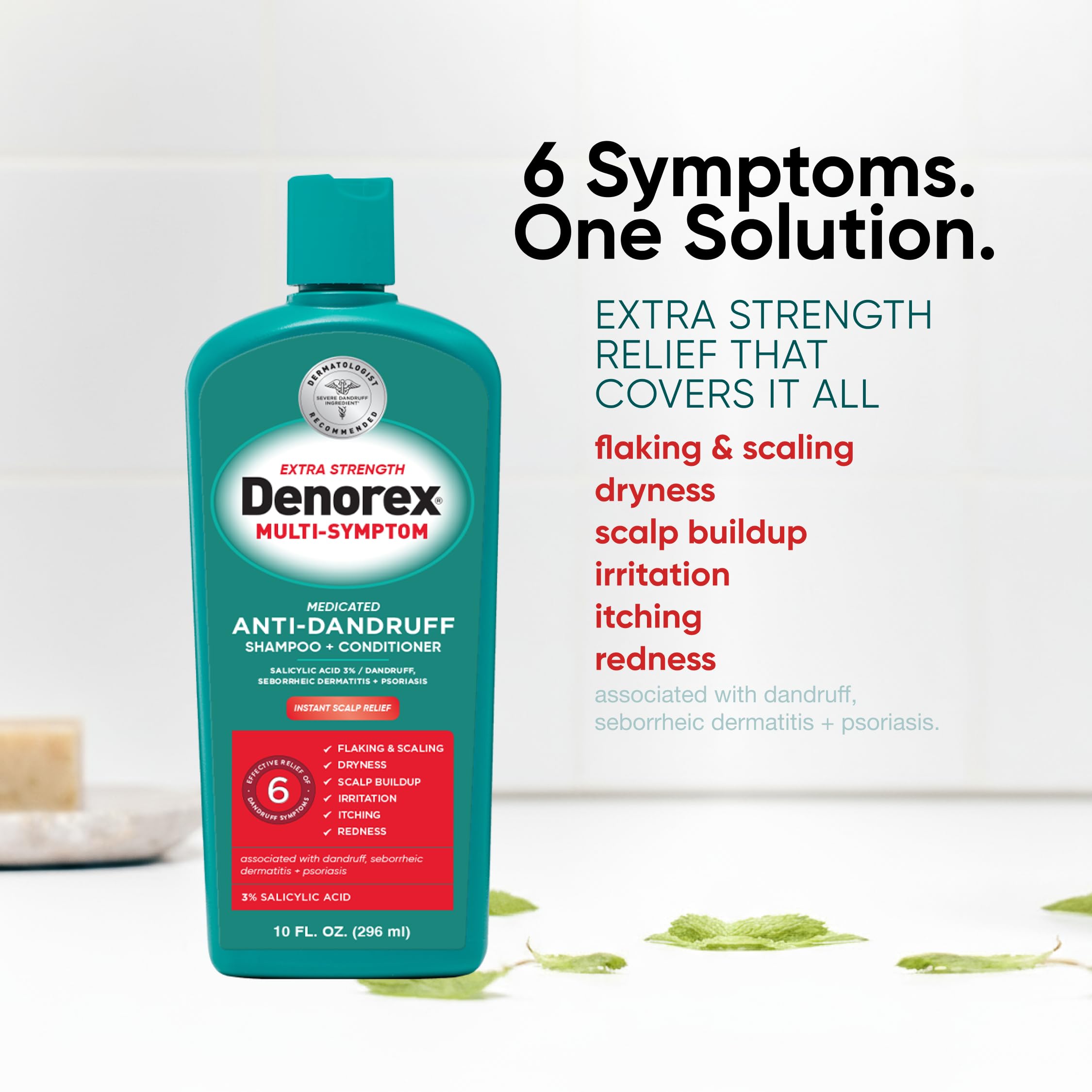 Denorex 3 percent salicylic acid medicated shampoo bottle label