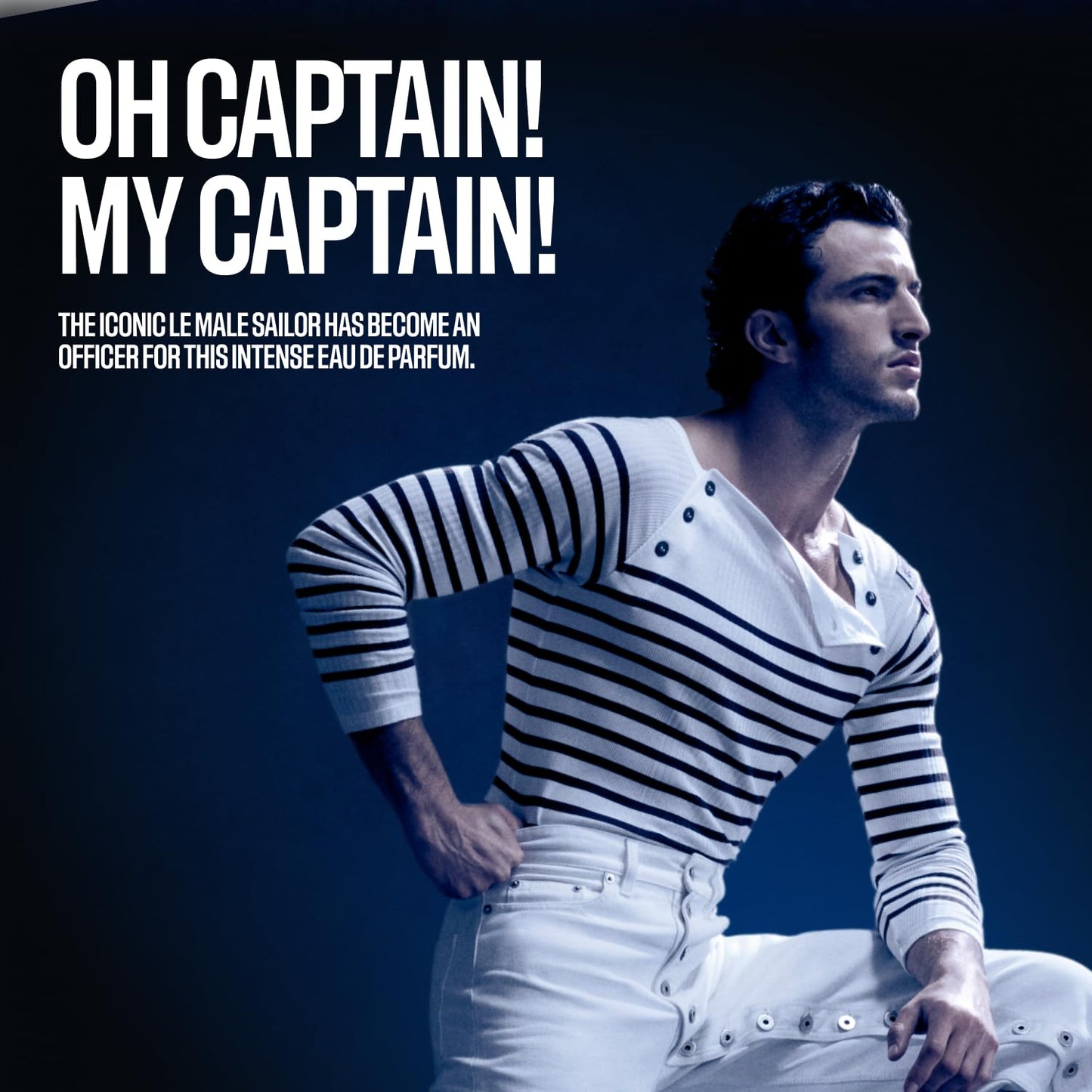 Authentic Jean Paul Gaultier Le Male Le Parfum luxury packaging showing the embossed metal tin.