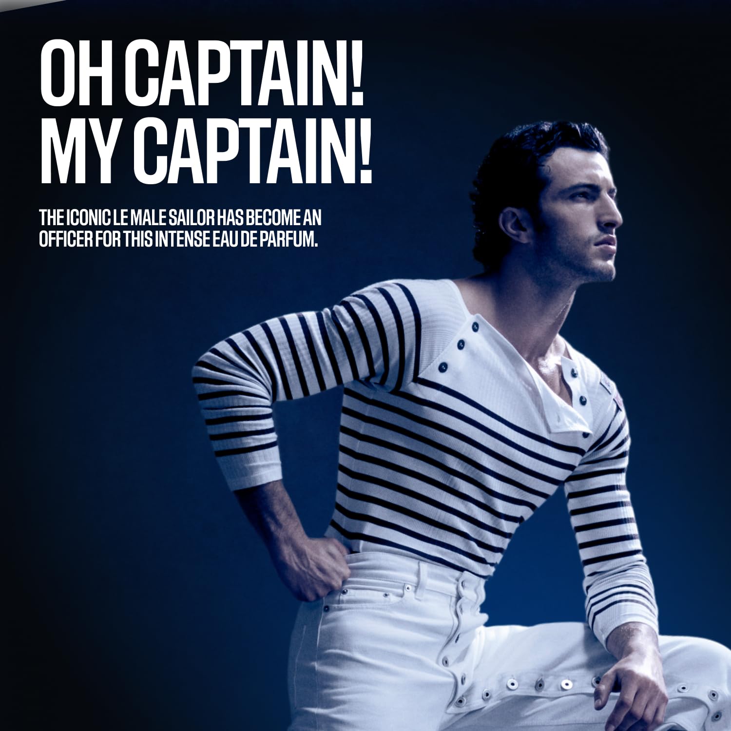 Authentic Jean Paul Gaultier Le Male Le Parfum luxury packaging showing the embossed metal tin.