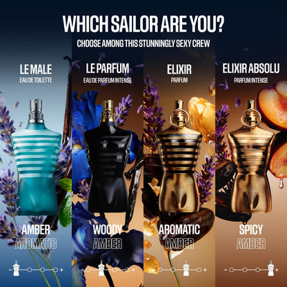Jean Paul Gaultier Le Male Le Parfum Eau De Parfum Intense spray bottle angled display.