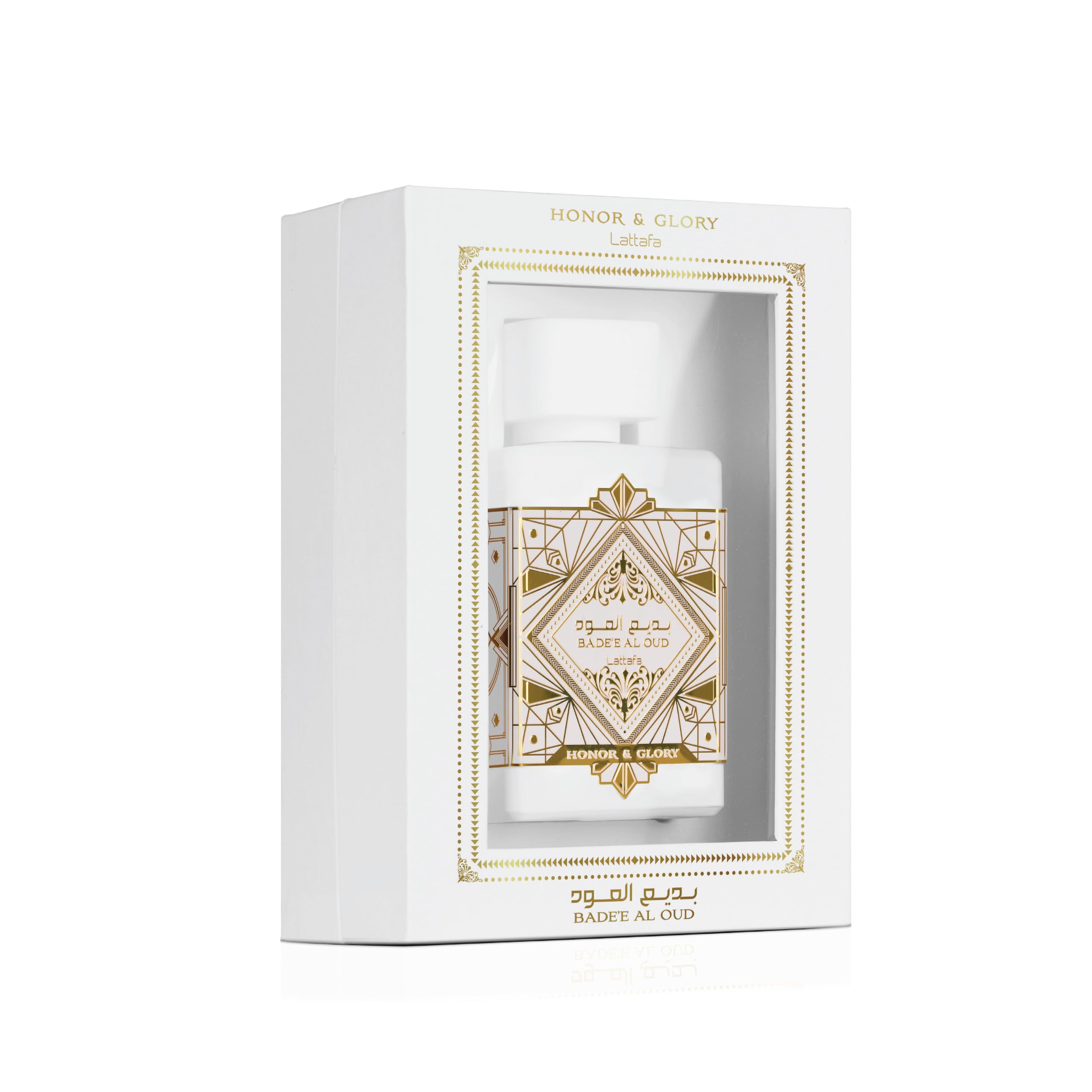 Premium unisex oriental fragrance bottle showcasing the Lattafa brand insignia