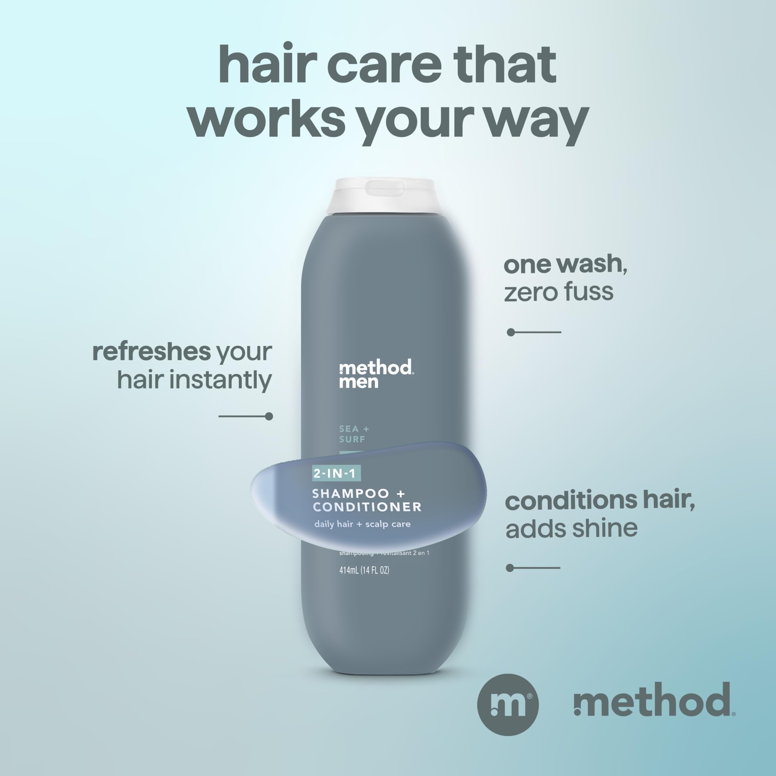 Authentic Method Men hair care bottle side profile