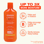 Back label of Cantu cleansing cream shampoo displaying sulfate free ingredients list
