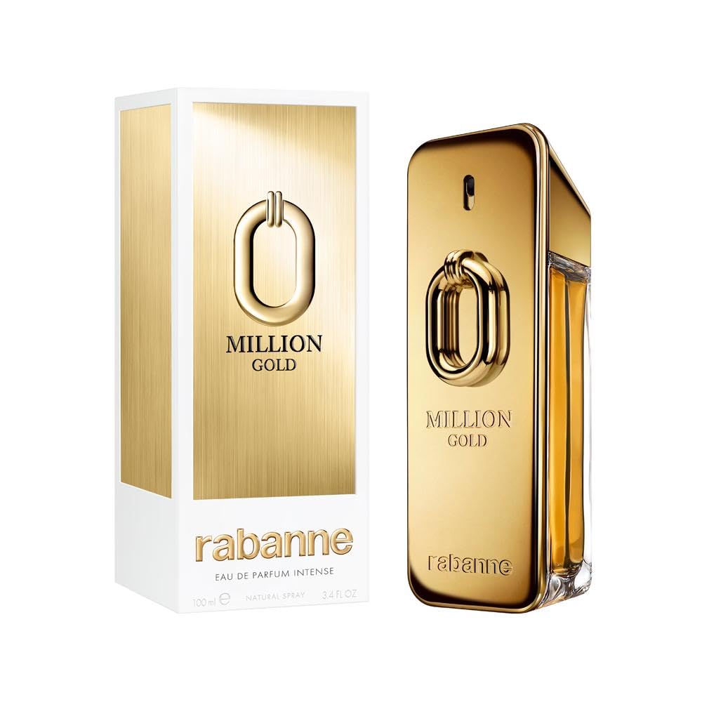 Paco Rabanne Million Gold Intense 100ml perfume spray bottle showcasing the iconic gold bar design
