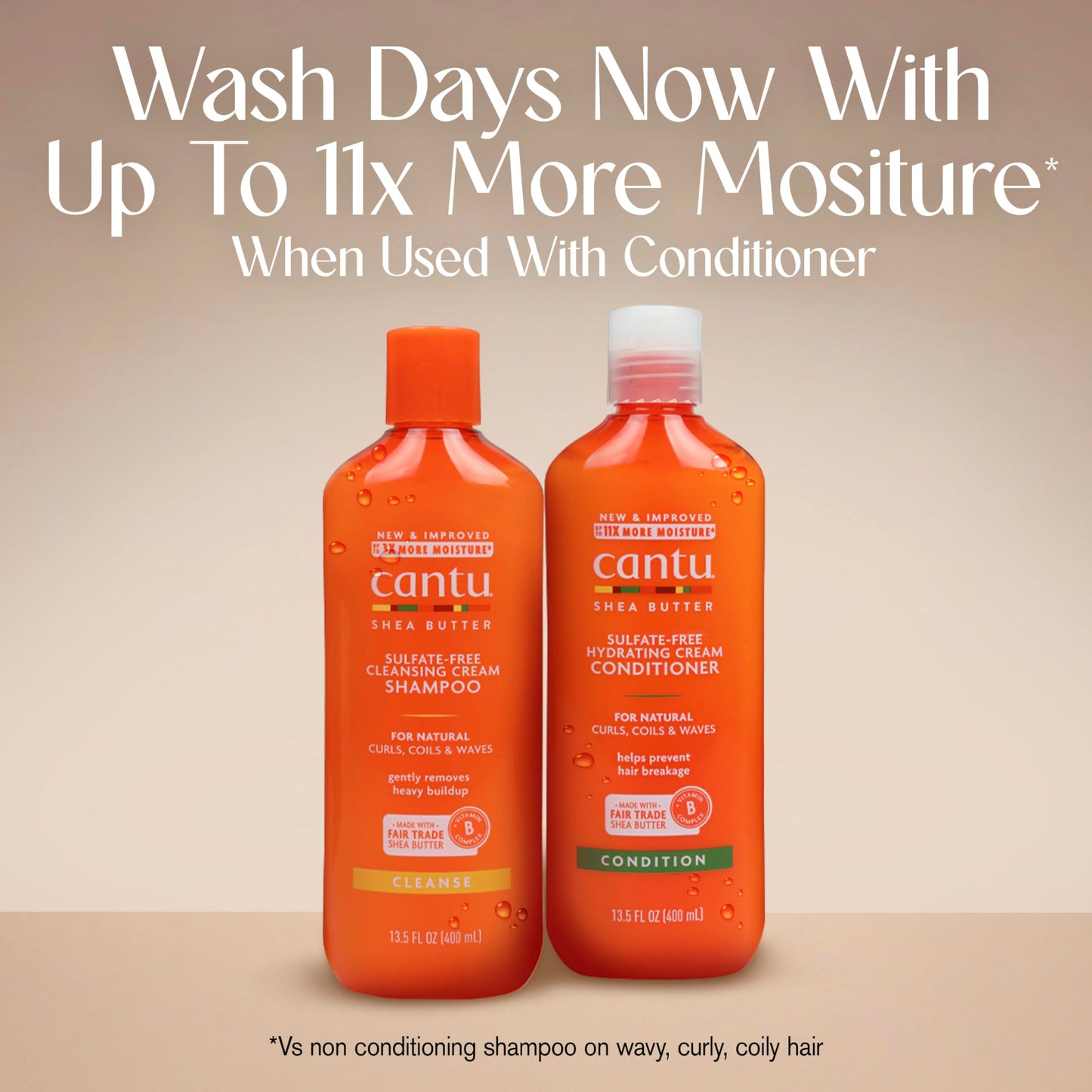 Cantu natural hair cleansing cream shampoo imported from USA front perspective view