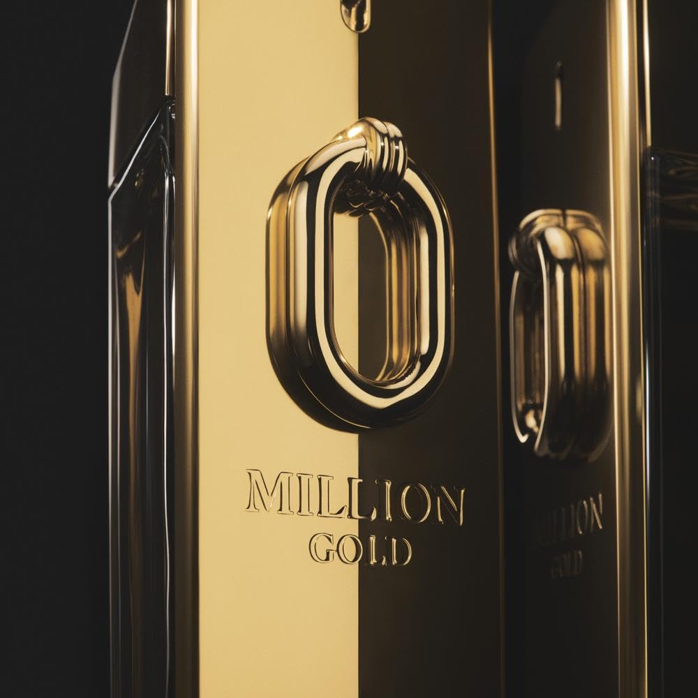 Paco Rabanne Million Gold Intense Eau De Parfum 3.4 Ounce bottle angled perspective view