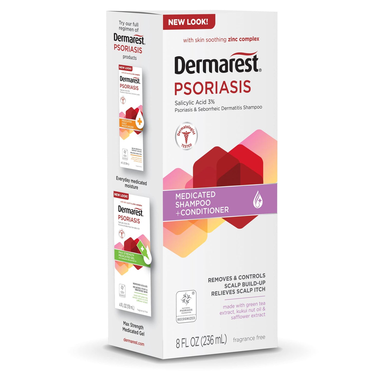 Dermarest shampoo and conditioner side profile view