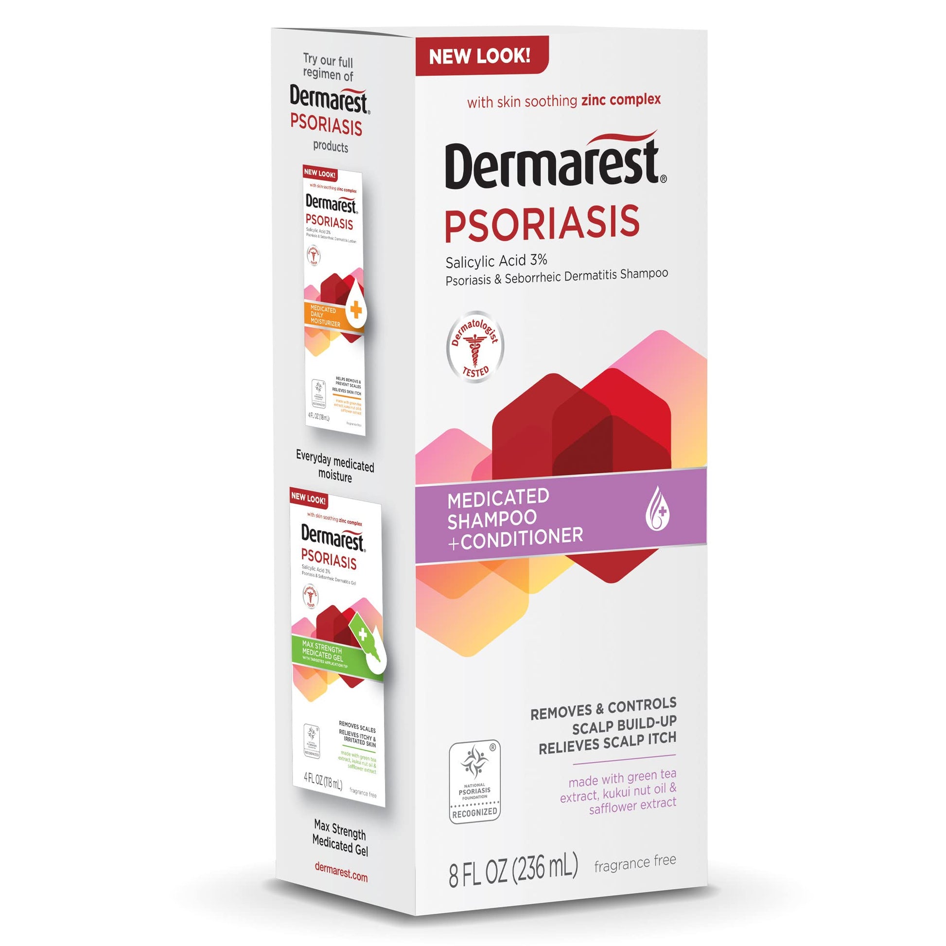Dermarest shampoo and conditioner side profile view
