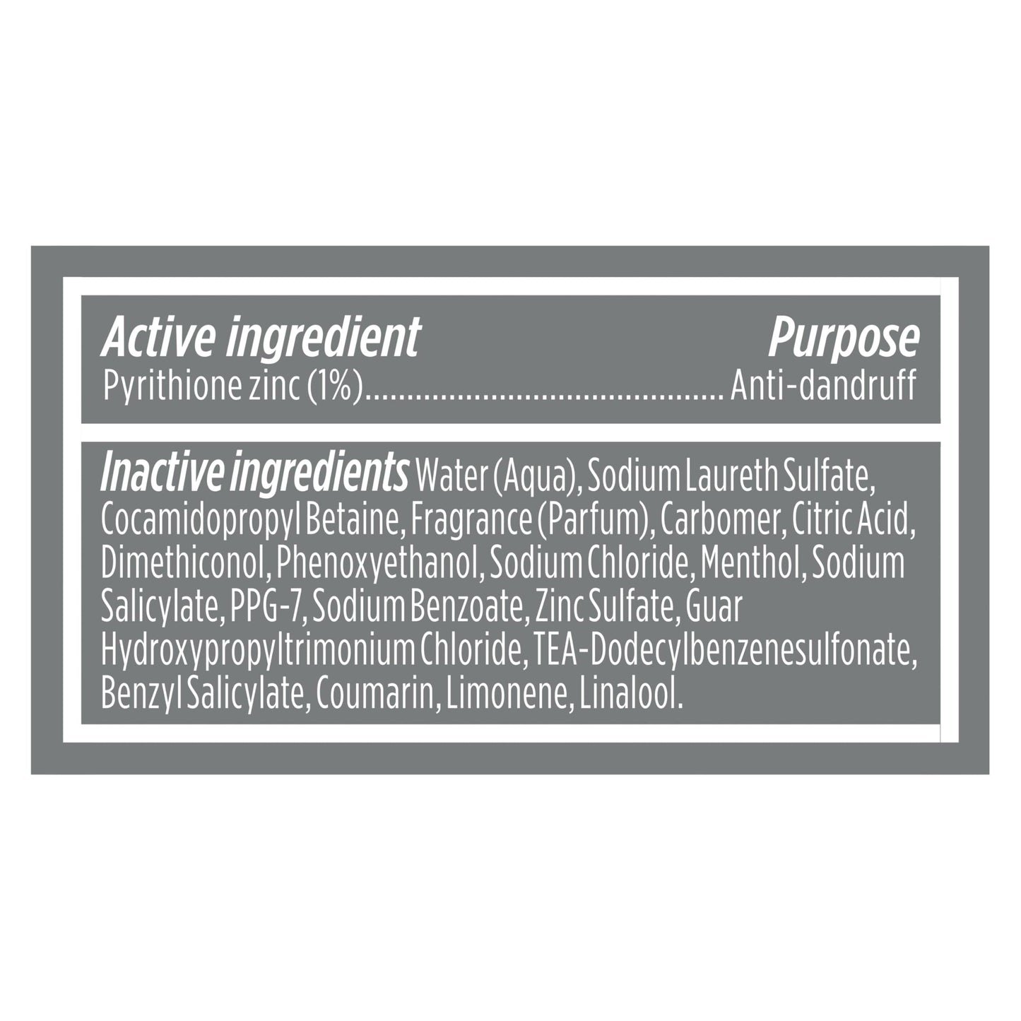 Text on Dove Men Plus Care bottle highlighting pyrithione zinc formula