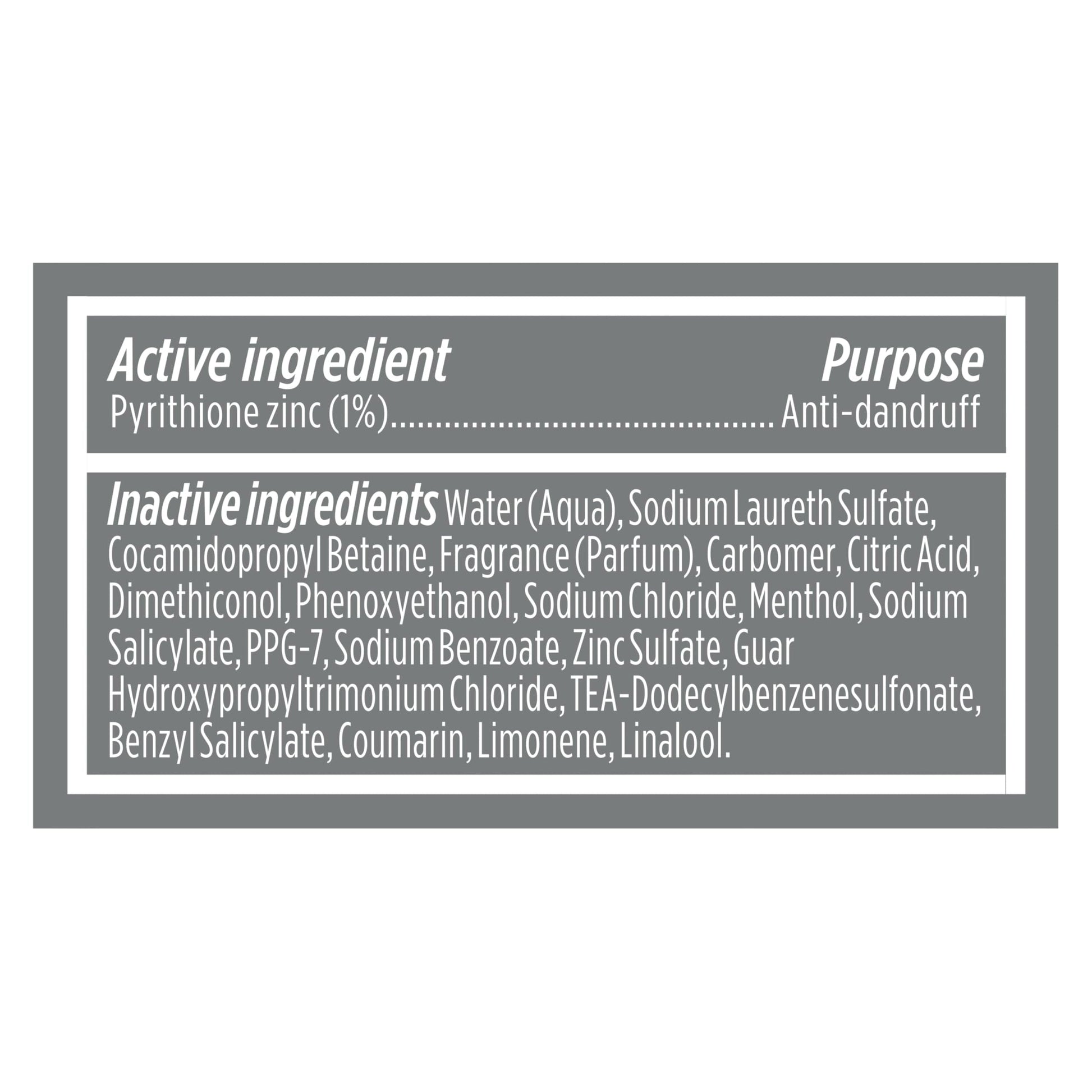 Text on Dove Men Plus Care bottle highlighting pyrithione zinc formula