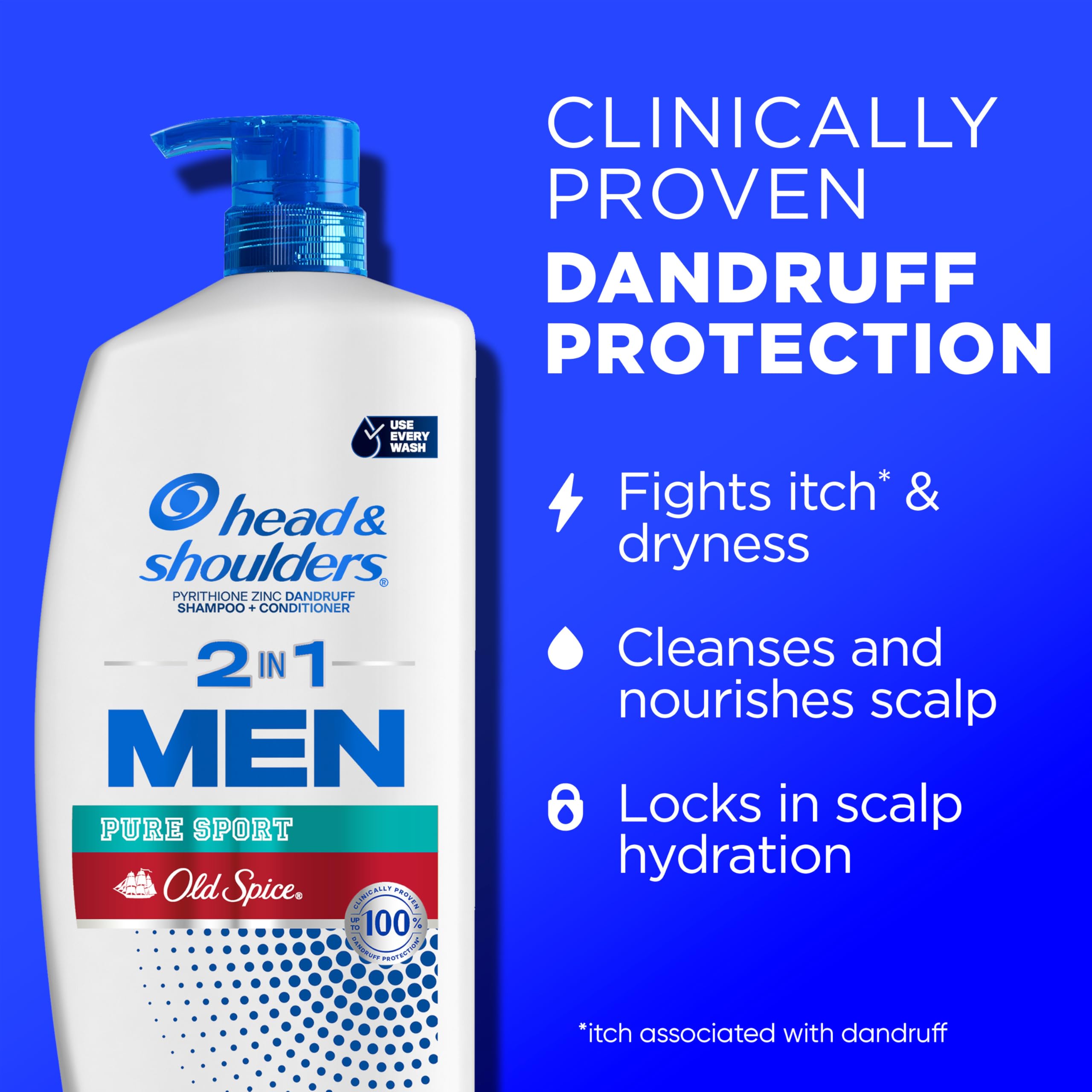 Head and Shoulders Old Spice dandruff shampoo bottle label details