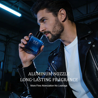 Ycz imported men's cologne close up shot of the sleek spray nozzle cap