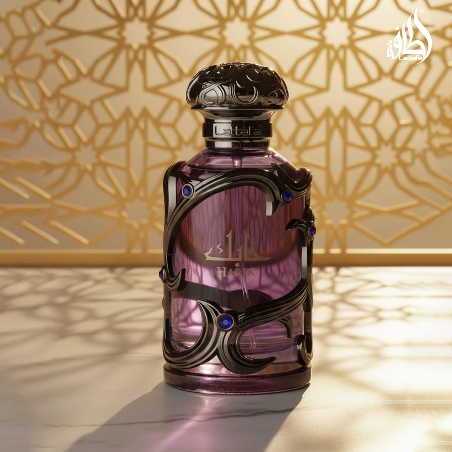 Lattafa Habik woody musky fragrance collection display piece