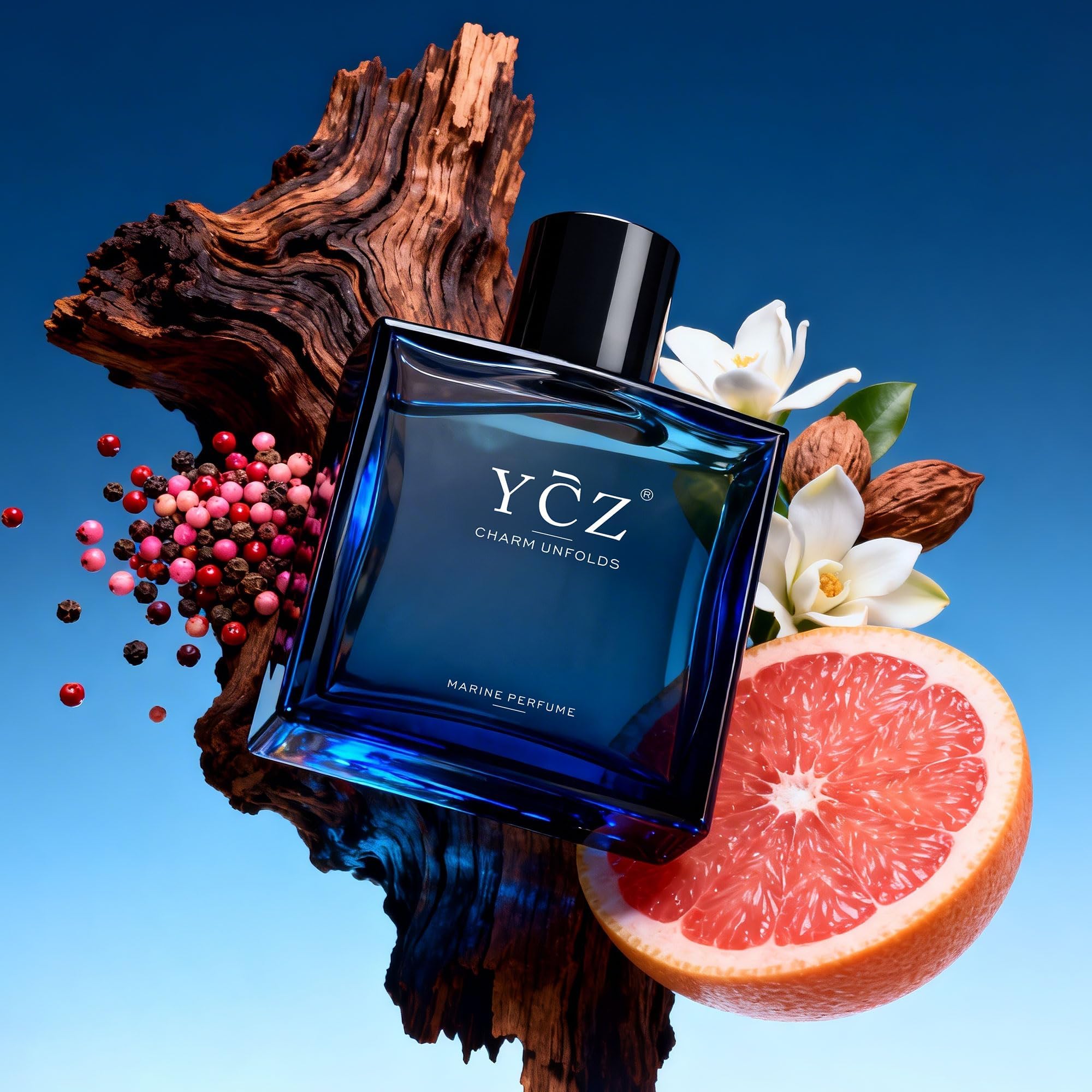 Ycz oriental woody fragrance for men showing the elegant fluid oz bottle labeling
