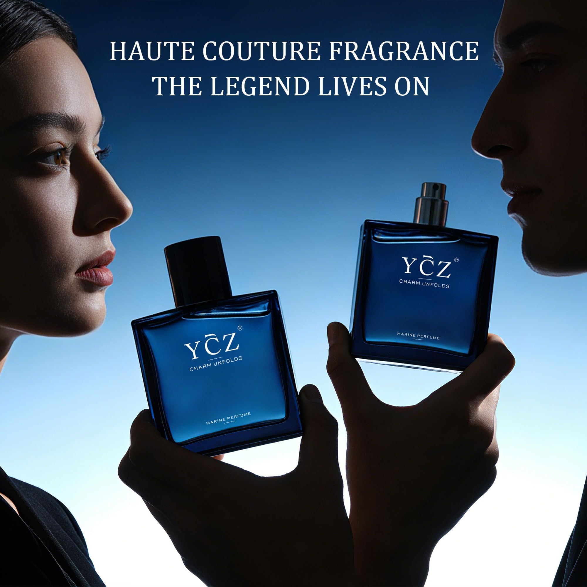 Ycz premium long lasting ocean perfume presentation box and bottle side by side