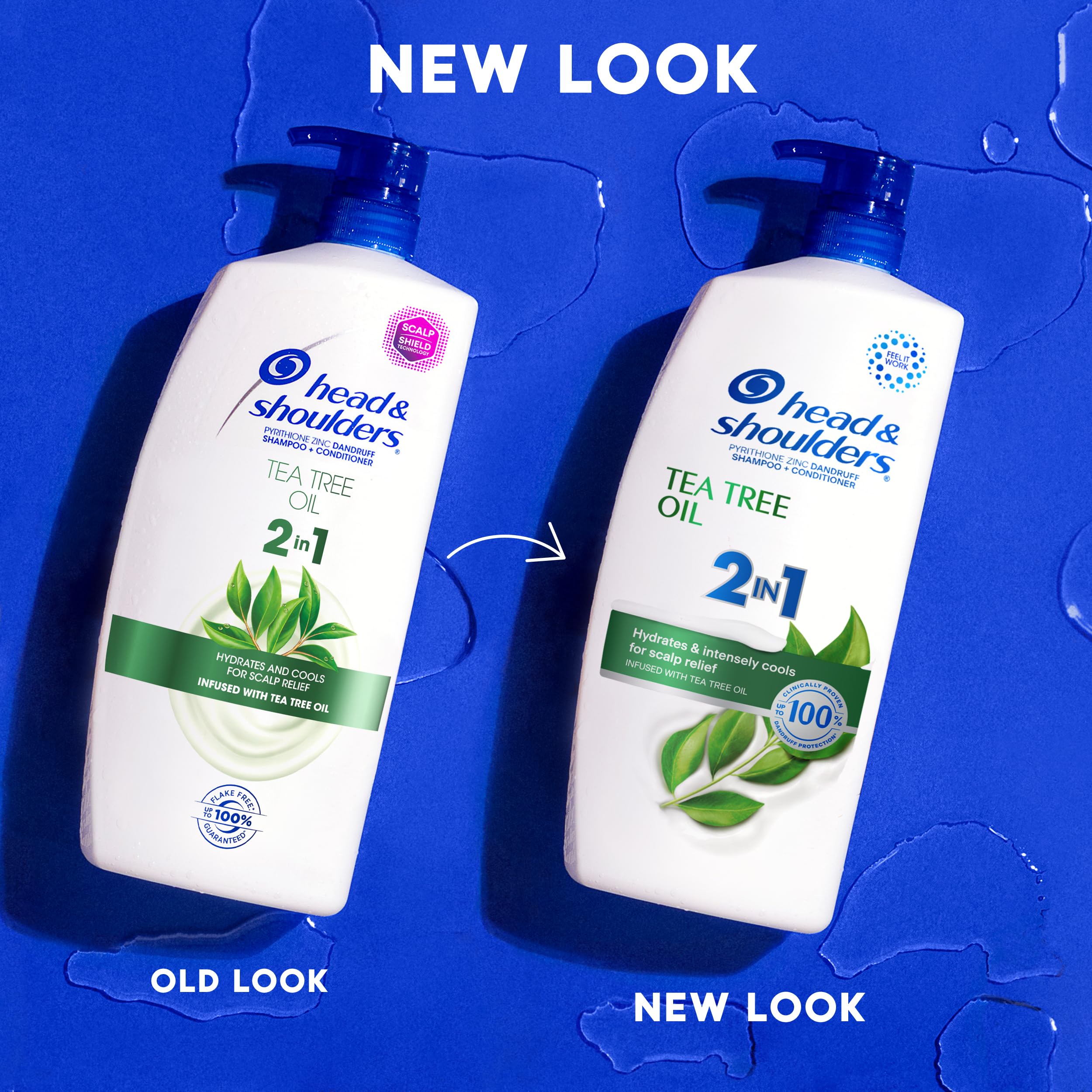 Head and Shoulders tea tree shampoo bottle label details