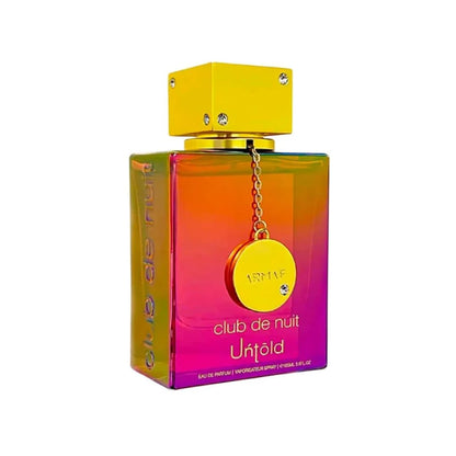 Armaf Club De Nuit Untold 105ml unisex luxury perfume container on a reflective premium surface