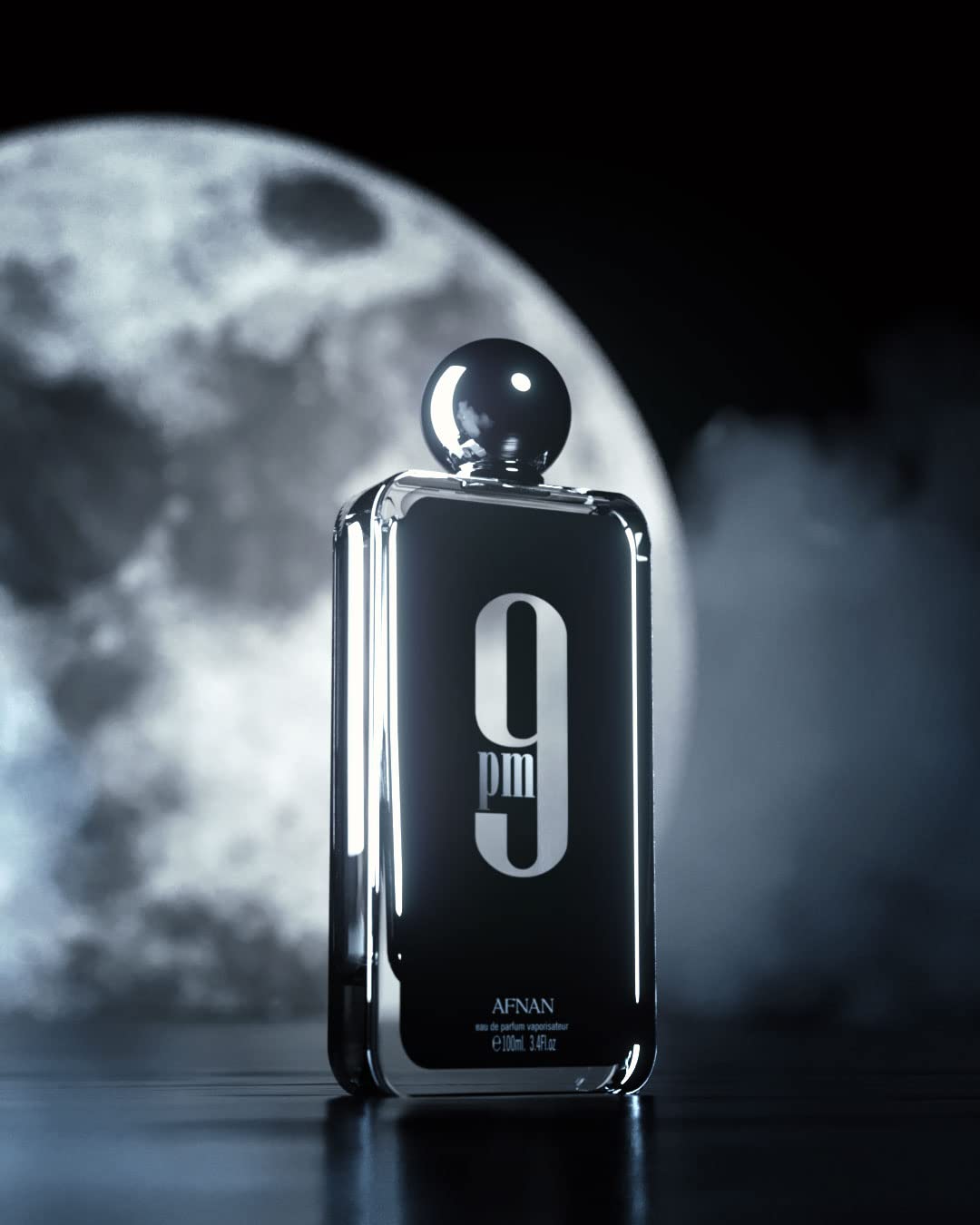 Afnan 9 PM for men showing front label branding and fluid capacity text.