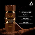 Lattafa Asad Bourbon unisex Eau De Parfum showing pulse point application spots